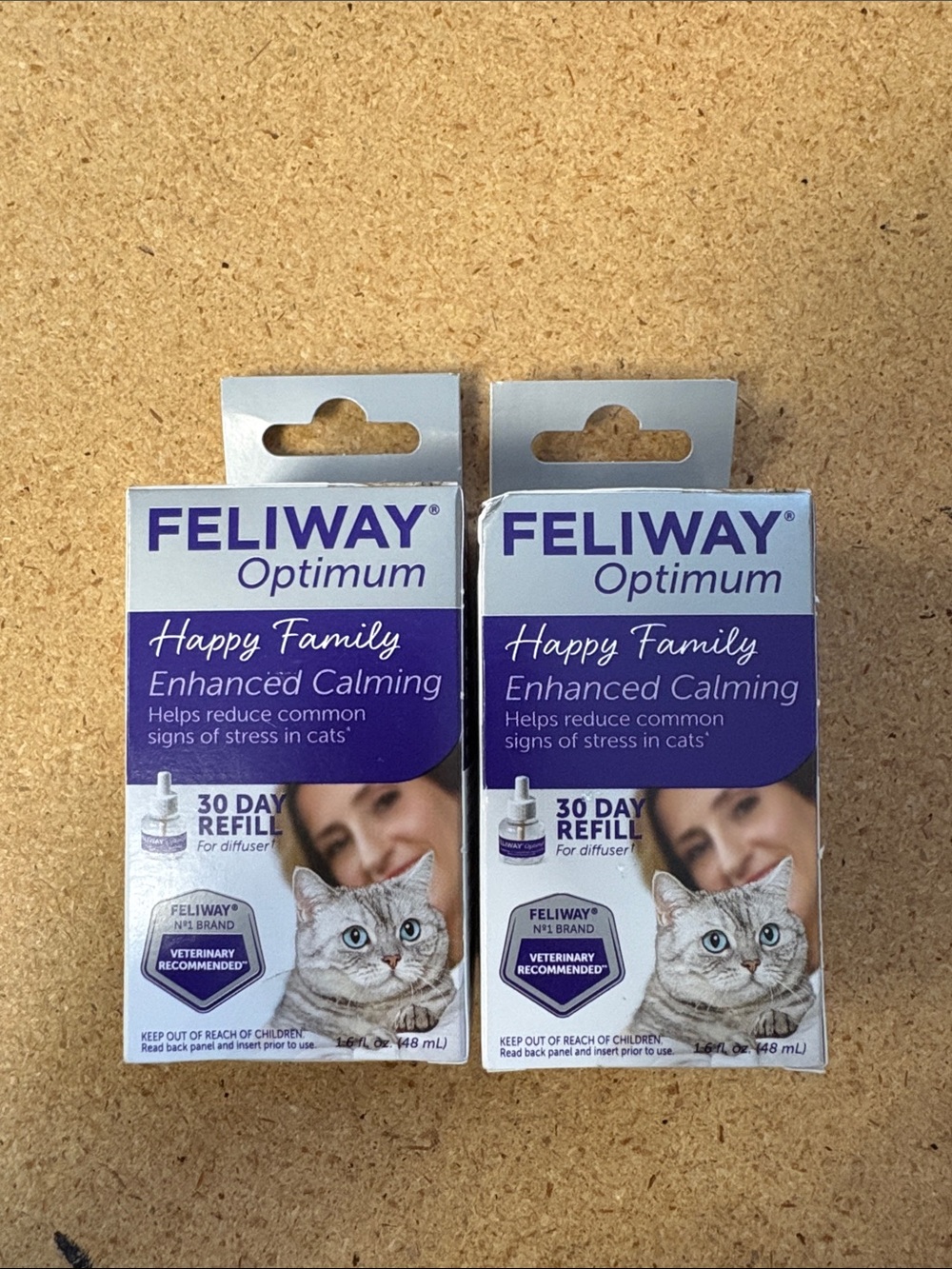2x Feliway Optimum Diffuser Refills happy family enhanced calming